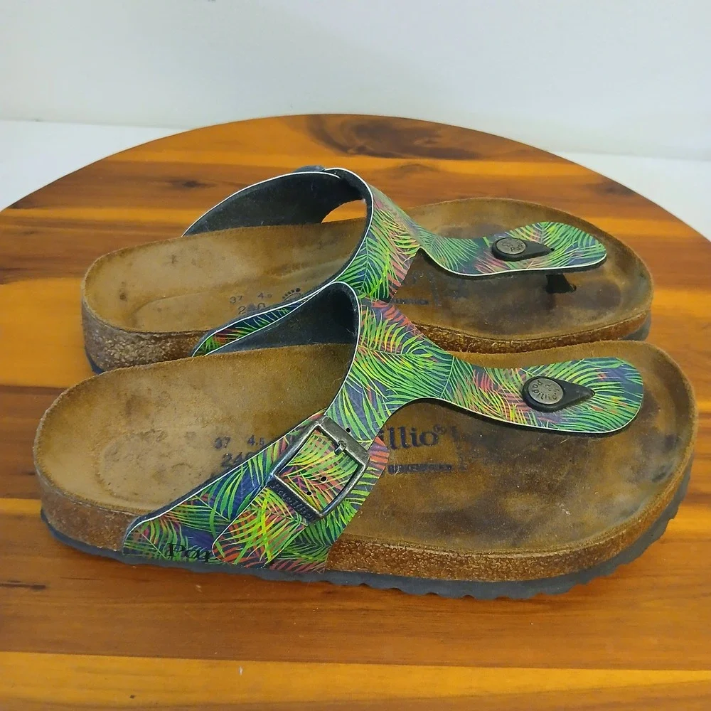 Birkenstock Papillio Gizeh Womens 37 L6 Palm Leaf Green Thong Sandals